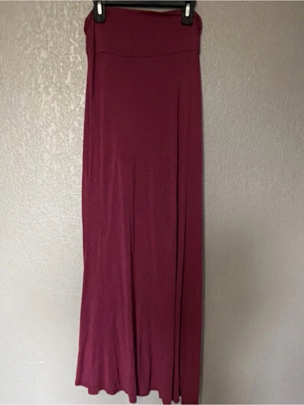 Mona B Wine Maxi Skirt with Foldover Waistband